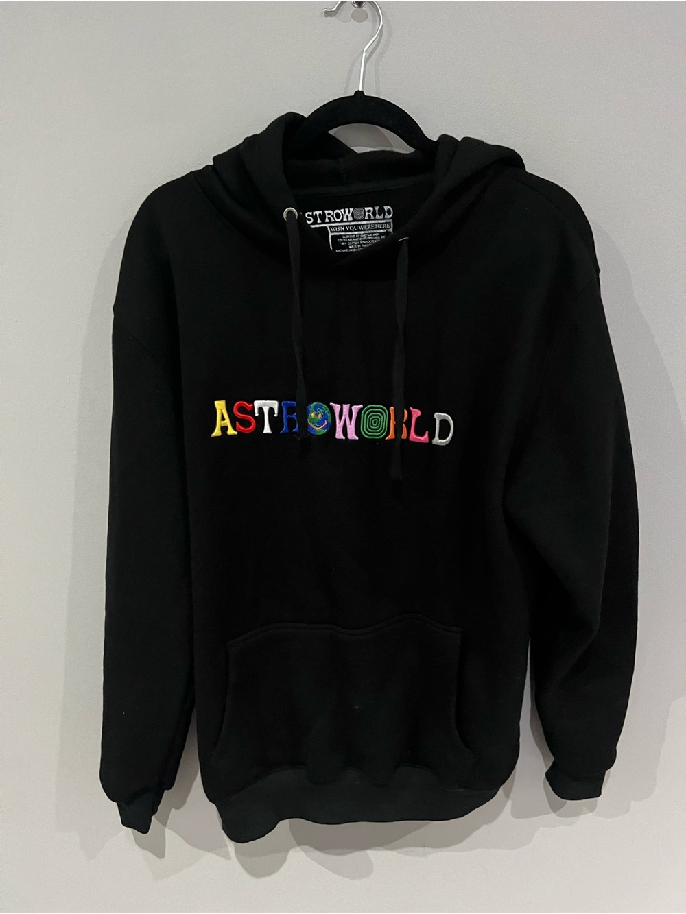 Black Astroworld Hoodie - Multicolor Embroidered Logo